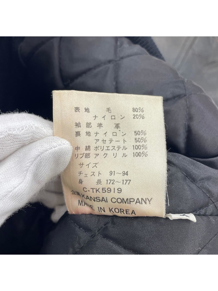 KANSAI MAN BOMBA バーシティジャケット M ブラック×ブラウン×ネイビー