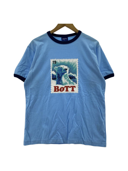 BoTT 半袖Tシャツ・カットソー Bear Stamp Ringer Tee 水色 (L)