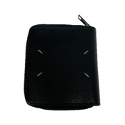 MAISON MARGIELA グレインレザー ラウンドジップ スクエアウォレット 黒