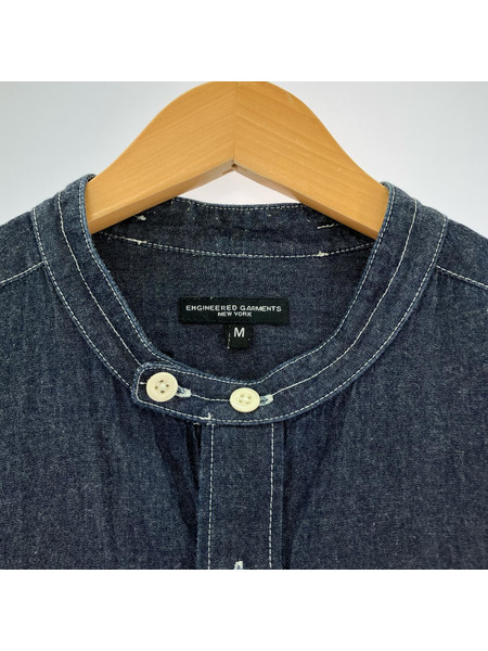 Engineered Garments 長袖シャツ バンドカラー 3P ネイビー M
