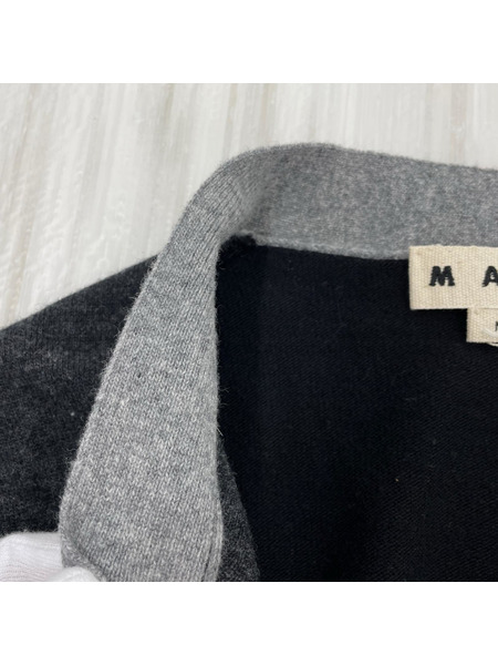 MARNI 刺繍 クレイジーパターン ブロッキングカーディガン 46 グレー×ブラック