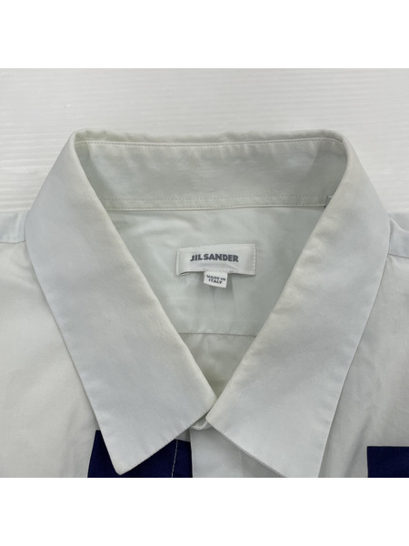 JIL SANDER ジオメトリックLSシャツ S ホワイト[値下]