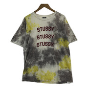 STUSSY タイダイ柄ロゴT (M) 黄グレー