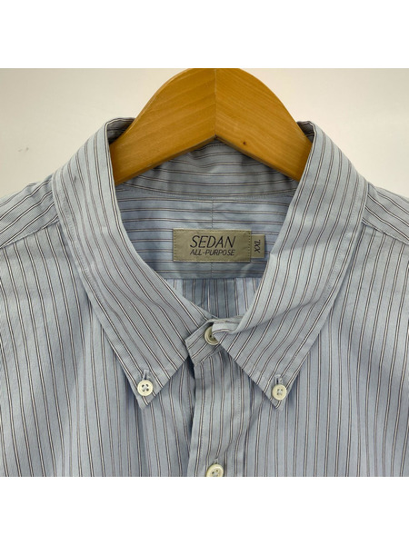 長袖シャツ SEDAN  Poplin Stripe Big BD Shirt (XXL)