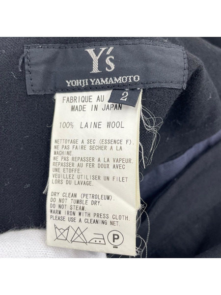 Y's アジャスター付 フラップ ウールスラックス 2 ブラック