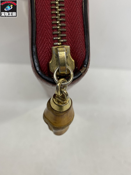 GUCCI バンブーラウンドファスナーウォレット 赤