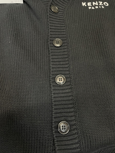 KENZO バックフラワージャガード ニットカーディガン M ブラック