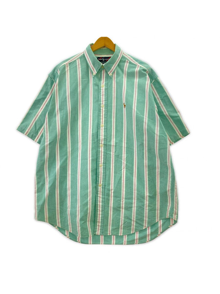 POLO RALPH LAUREN 半袖シャツ ストライプ シャツ 緑 (L)
