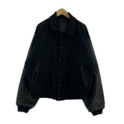 ジャケット レザー切替ウールスタジャン ブラック