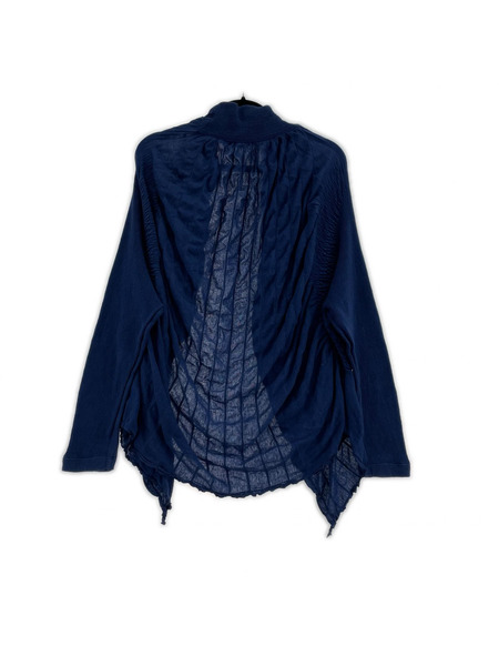 ISSEY MIYAKE カーディガン 2Dニットプリーツカーディガン 青