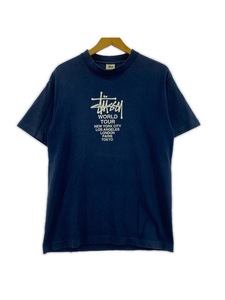 STUSSY 半袖Tシャツ・カットソー 90s 白タグUSA製 ワールドツアーT (M)