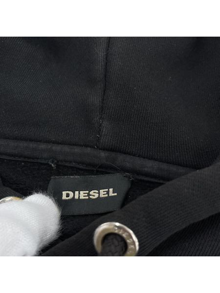 DIESEL ALBY BX3 刺繍POパーカー 黒 (S)