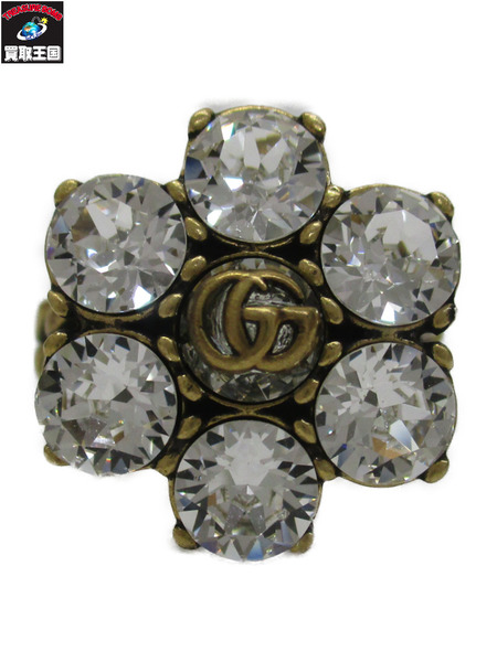 ジュエリー GUCCI クリスタル　ダブルG リング