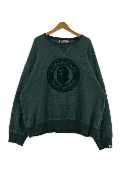 A BATHING APE スウェット・トレーナー フロッキープリントロゴスウェット グリーン XL