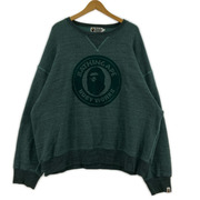 A BATHING APE スウェット・トレーナー フロッキープリントロゴスウェット グリーン XL