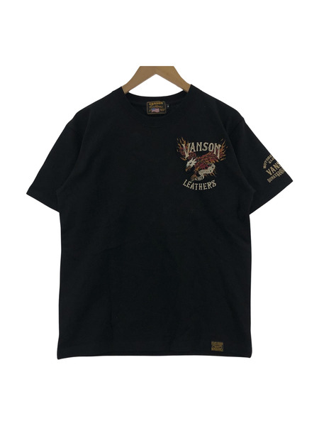 VANSON Tシャツ ホーク刺繍 黒 M[値下]