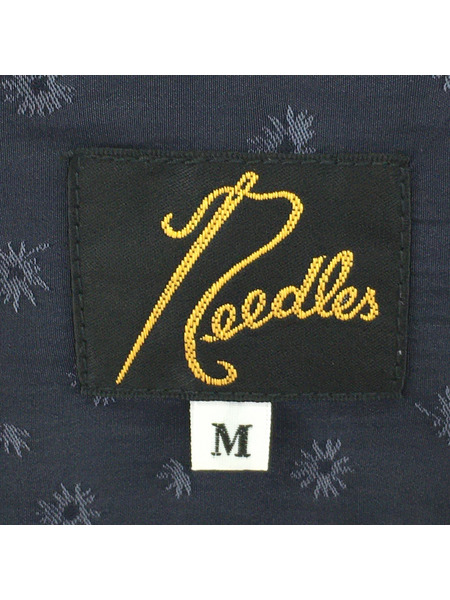 Needles 長袖シャツ L/S オープンカラー 総柄シャツ ネイビー M