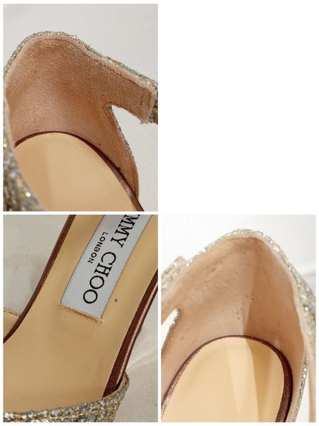 JIMMY CHOO/グリッター ウェッジサンダル/パンプス シルバー/36 1/2