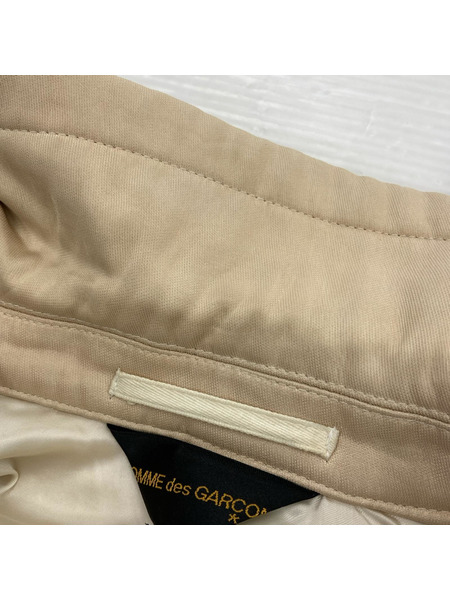COMME des GARCONS 本ライン ボタンレス 中綿ステンカラーコート M ベージュ