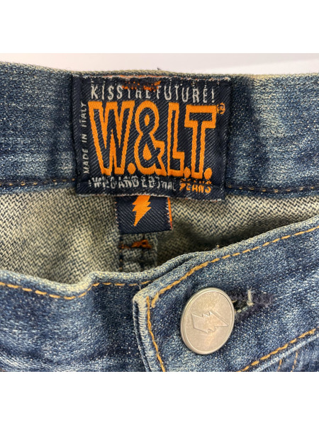 W.&L.T. デニム・ジーンズ 落書キ クロップドパンツ 32 ブルー[値下]