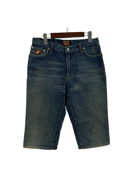 W.&L.T. デニム・ジーンズ 落書キ クロップドパンツ 32 ブルー[値下]