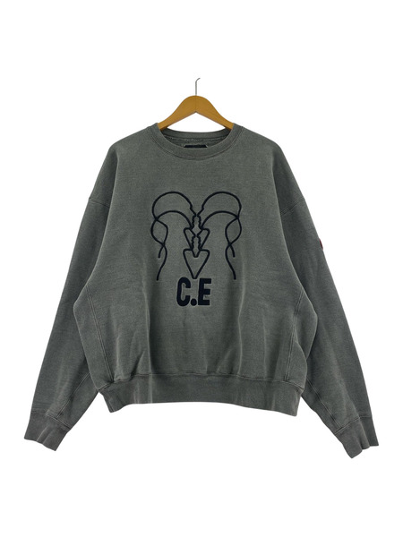 C.E 24ss OVERDYE WB HEADS x 4 C.E CREW NECK L フェードブラック