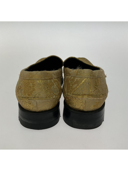 COMME des GARCONS 和柄 着物 ローファー シューズ ゴールドカラー 23.5cm[値下]