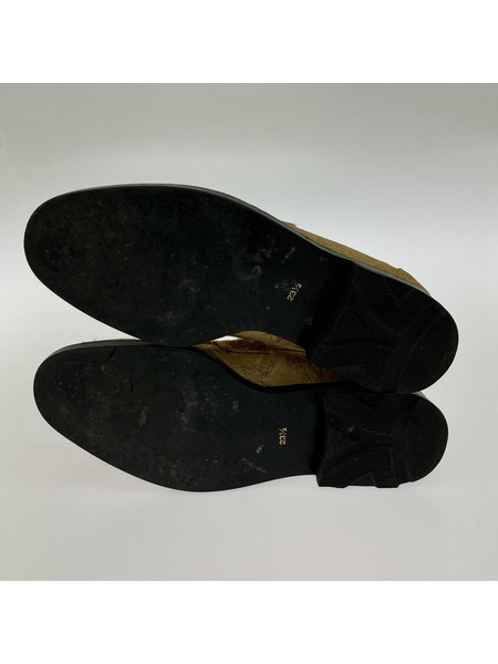 COMME des GARCONS 和柄 着物 ローファー シューズ ゴールドカラー 23.5cm[値下]