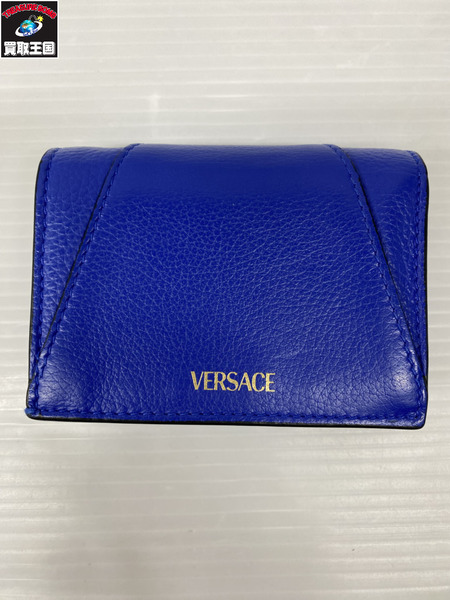 VERSACE 二つ折り財布 ヴィルトゥス レザー ブルー