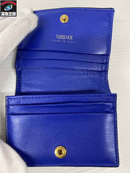 VERSACE 二つ折り財布 ヴィルトゥス レザー ブルー