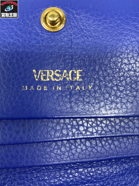 VERSACE 二つ折り財布 ヴィルトゥス レザー ブルー