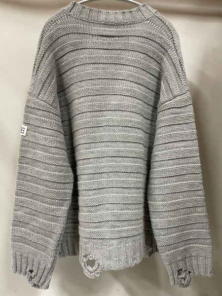 MM6 25AW ダメージ加工 オーバーサイズカーディガン L グレー