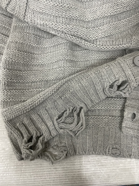 MM6 25AW ダメージ加工 オーバーサイズカーディガン L グレー