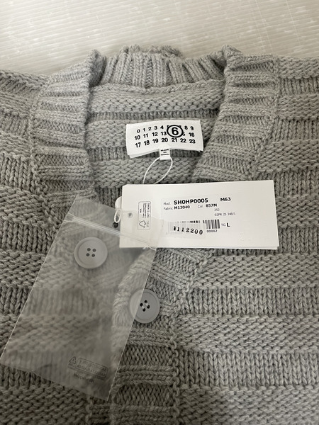 MM6 25AW ダメージ加工 オーバーサイズカーディガン L グレー