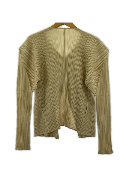 PLEATS PLEASE カーディガン 羽織プリーツ ボタンレス ベージュ (3)