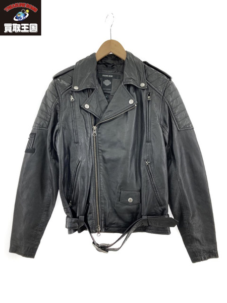 HARLEY DAVDSON Skull Patch Leather Biker Jacket S[値下]