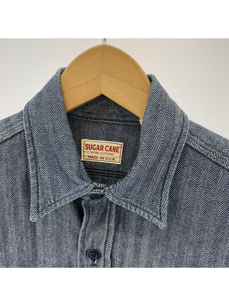 SUGAR CANE デニム ヘリンボーン ワークシャツ sizeS