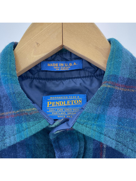 PENDLETON USA製　ウールチェックシャツ　緑