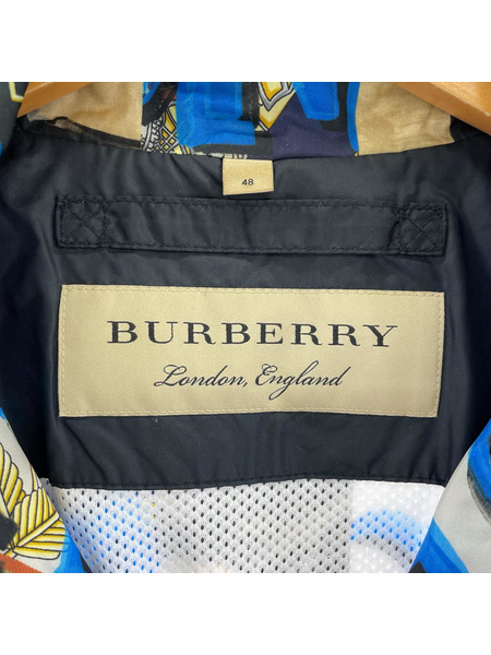 BURBERRY ジャケット 8002475 総柄ナイロンジップジャケット 48 青