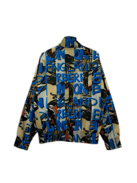 BURBERRY ジャケット 8002475 総柄ナイロンジップジャケット 48 青