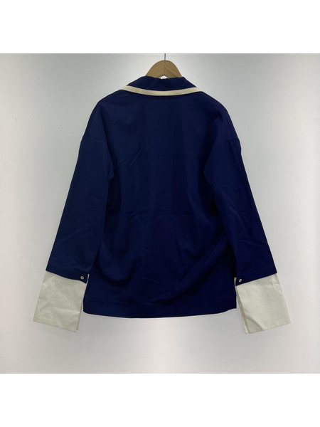 Jejia サテン切替シャツジャケット 紺[値下]