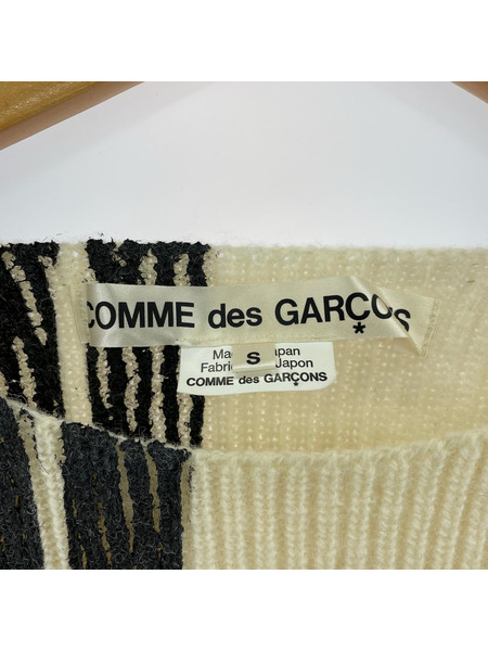 COMME des GARCONS 22AW プリント加工ニット S ホワイト