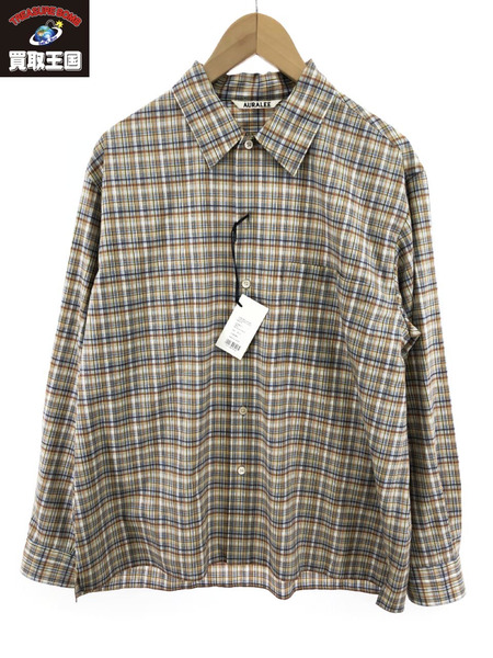 AURALEE WASHABLE SUPER LIGHT WOOL CHECK SHIRTS(3)[値下]