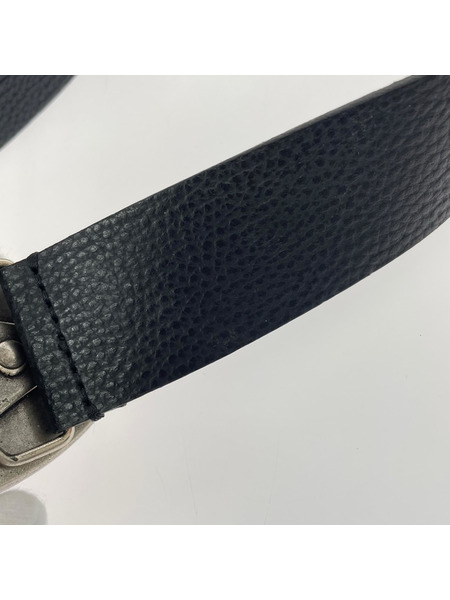 DIESEL ソノ他 ロゴバックル レザーベルト 黒