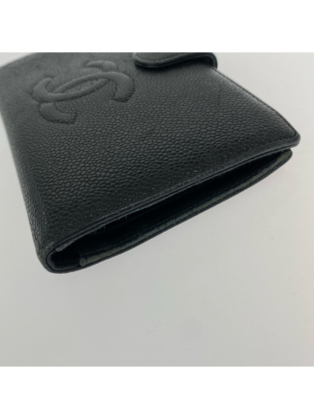 長財布 キャビアスキン 黒 ガマ口 長財布