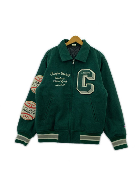 Champion ジャケット ウールスタジャン ワッペン M 緑