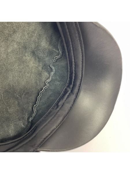 Harley-Davidson キャスケット・ハンチング レザー チェーン ロゴ 黒 (L)