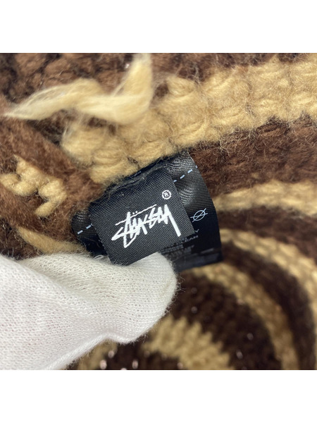 STUSSY/Swirl Knit Bucket Hat/BRN×BLK