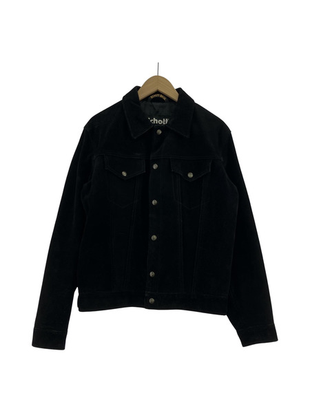 schott SUEDE LEATHER TRUCKER JACKET BLACK SIZE:40