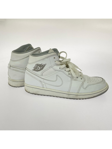 NIKE スニーカー AIR JORDAN 1 MID WHITE WOLF GREY 27.5cm